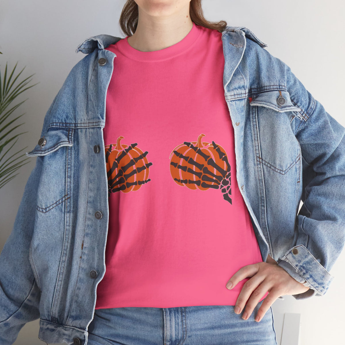 Skeleton Hands Pumpkin Halloween Graphic Tee