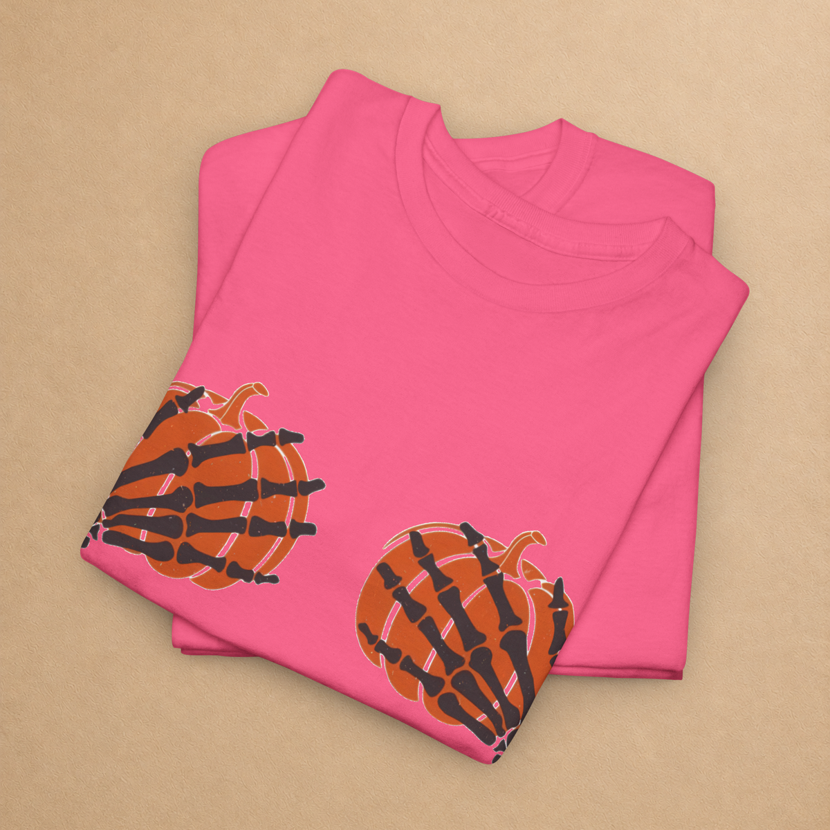 Skeleton Hands Pumpkin Halloween Graphic Tee