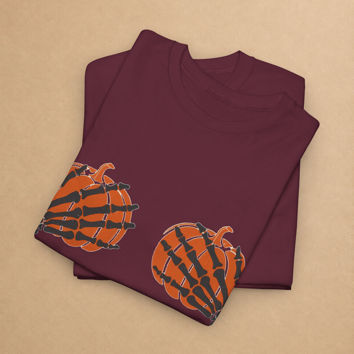 Skeleton Hands Pumpkin Halloween Graphic Tee