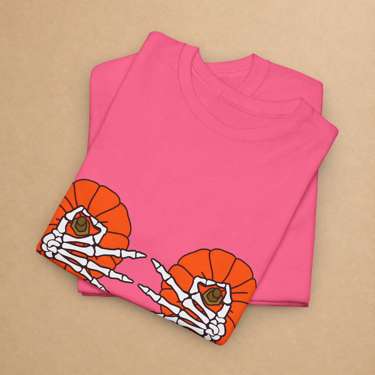 Skeleton Hands Pumpkin Spooky Halloween Graphic Tee