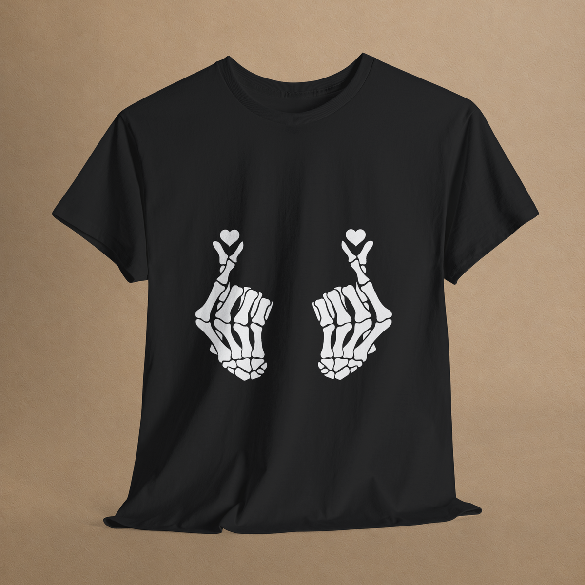 Skeleton Finger Hearts Spooky Graphic Tee