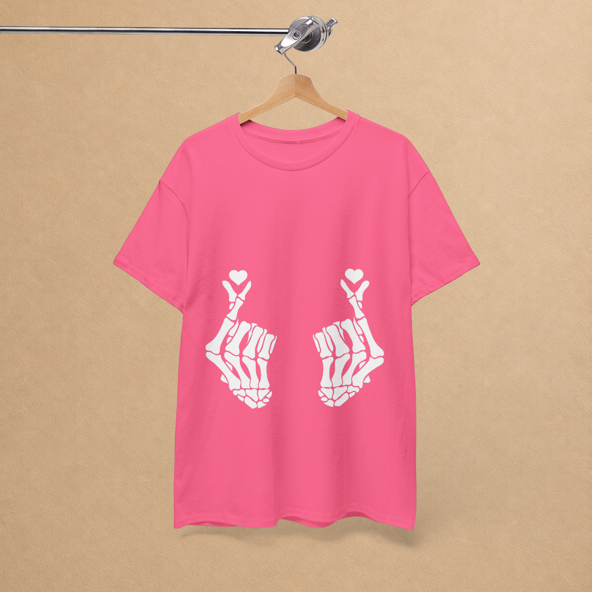 Skeleton Finger Hearts Spooky Graphic Tee