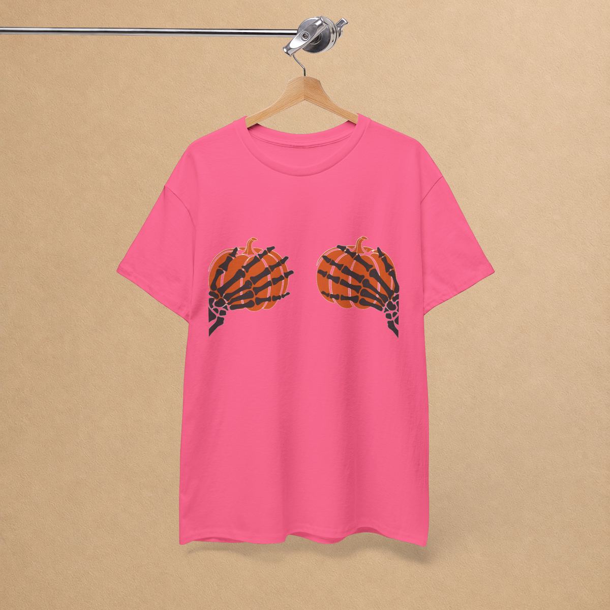 Skeleton Hands Pumpkin Halloween Graphic Tee