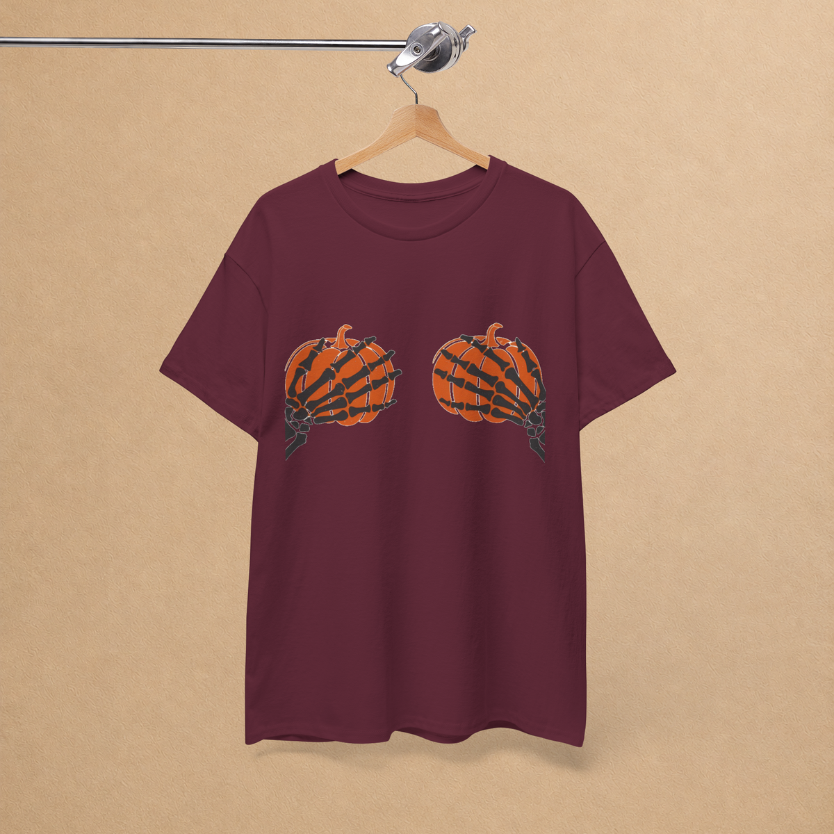 Skeleton Hands Pumpkin Halloween Graphic Tee