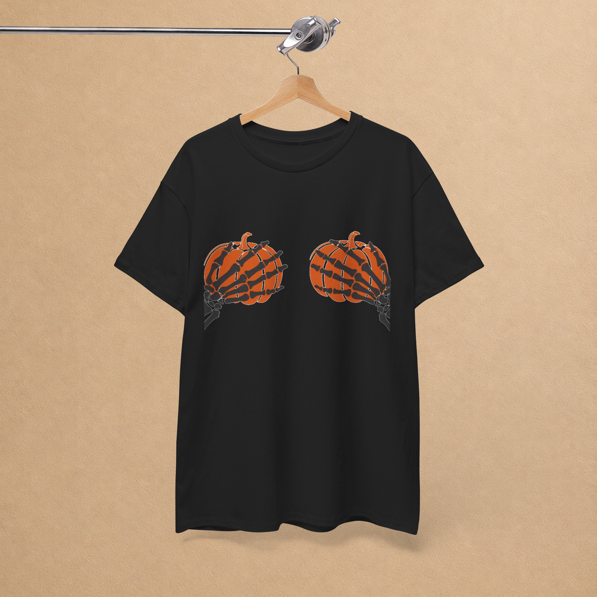 Skeleton Hands Pumpkin Halloween Graphic Tee