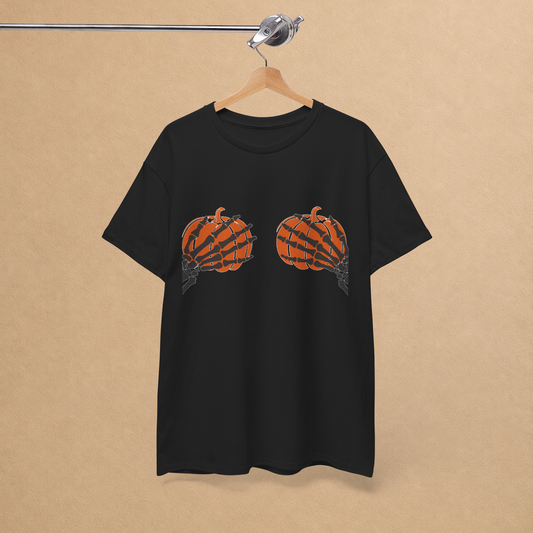 Skeleton Hands Pumpkin Halloween Graphic Tee