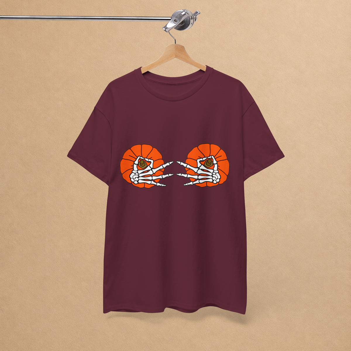 Skeleton Hands Pumpkin Spooky Halloween Graphic Tee