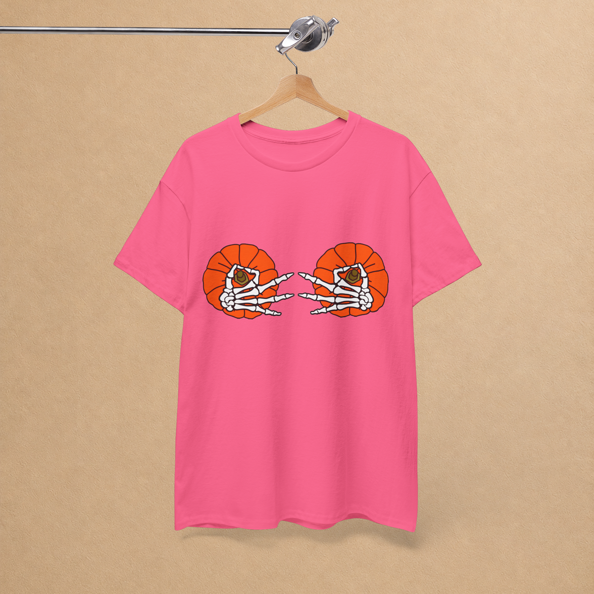 Skeleton Hands Pumpkin Spooky Halloween Graphic Tee