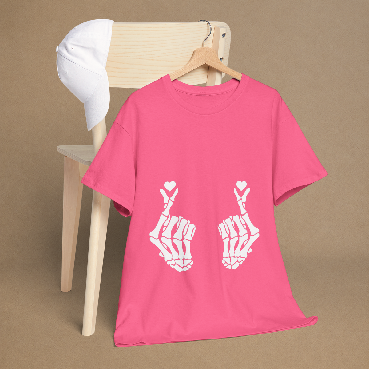 Skeleton Finger Hearts Spooky Graphic Tee