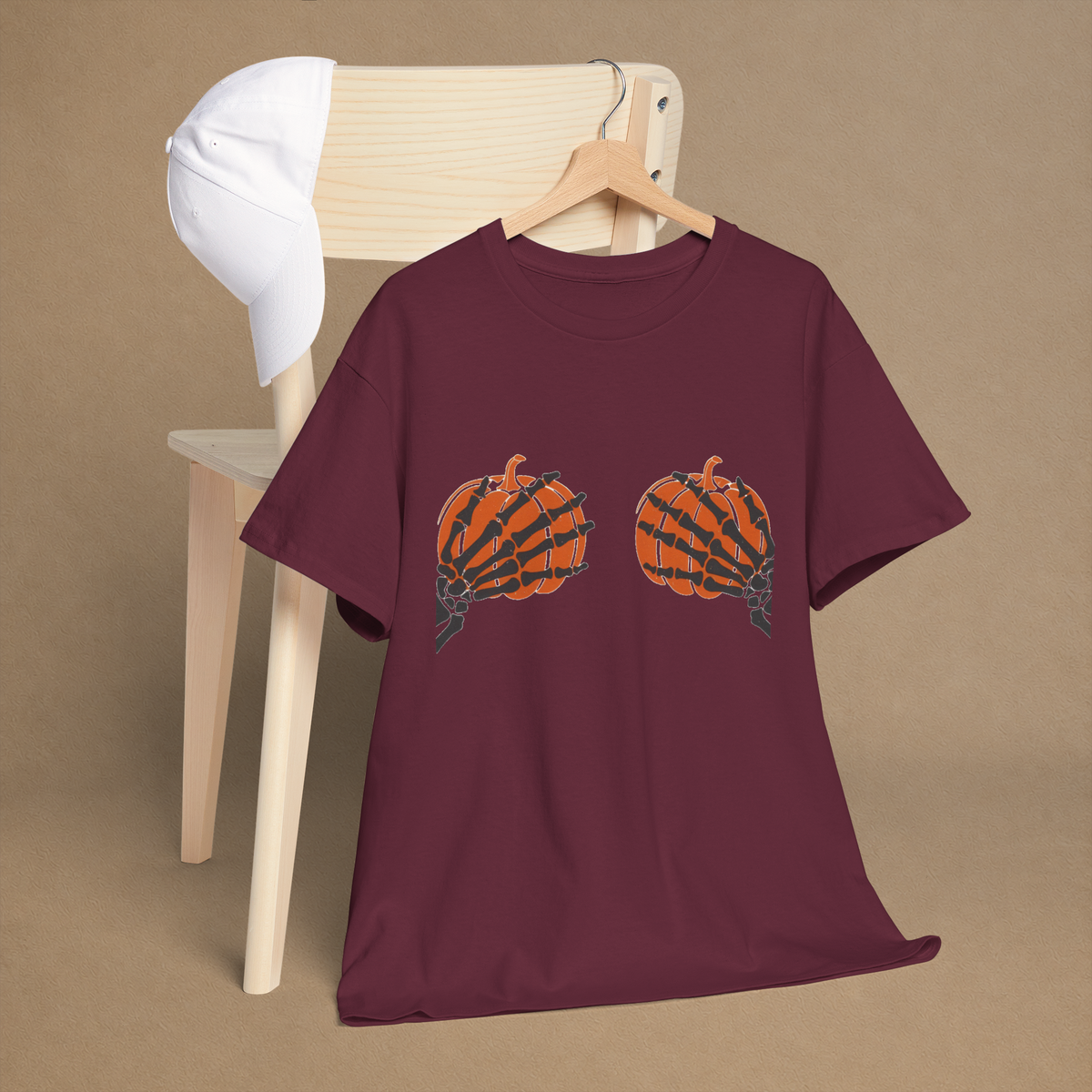 Skeleton Hands Pumpkin Halloween Graphic Tee