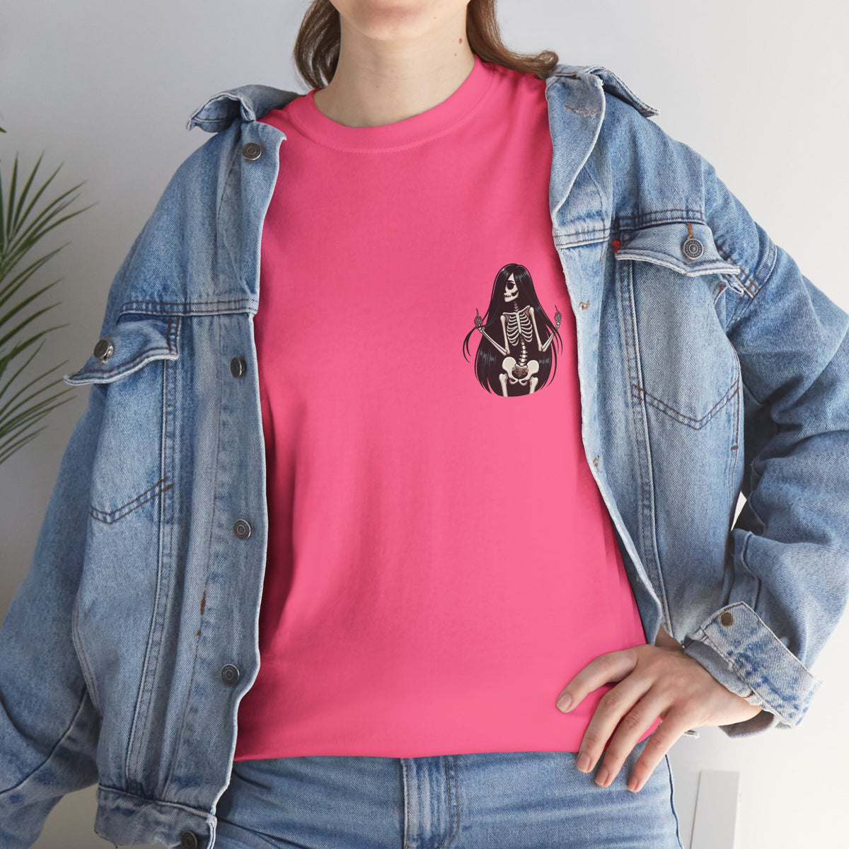 Skeleton Coffee Girl Graphic Tee | Gothic Front & Back T-Shirt